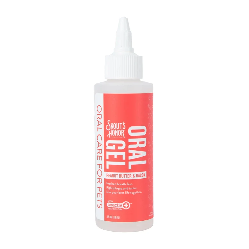 SKOUT'S HONOR Gel Oral Fraîcheur – Beurre de cacahuète et bacon, lutte plaque et tartre, haleine fraîche rapide, sans brossage, 4 oz
