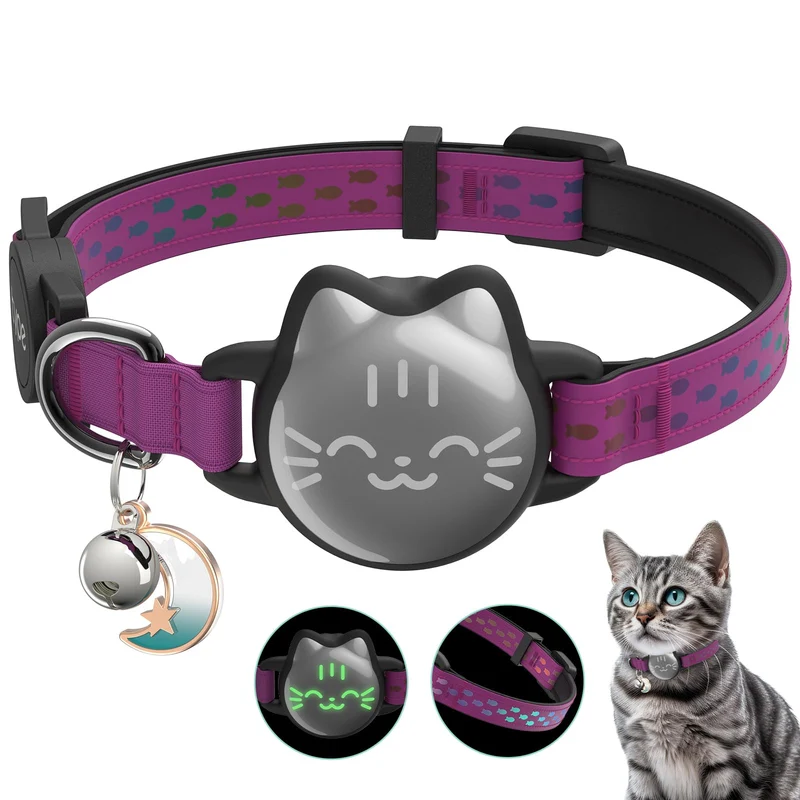 Typecase – Collier AirTag étanche pour chat (9-13 po) avec boucle à rupture, motif réfléchissant et emplacement caché