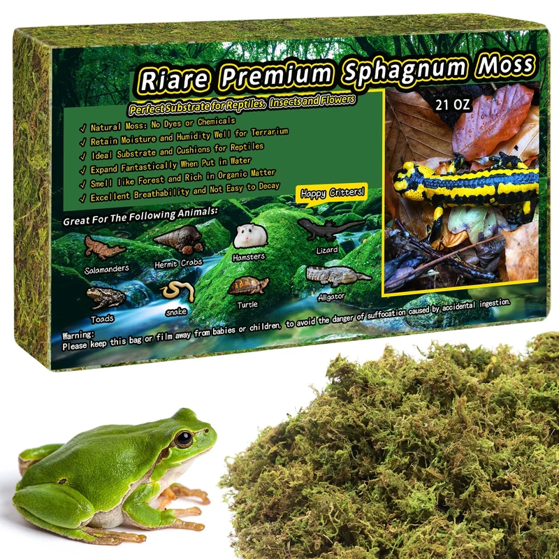 Riare Mousse de Sphagnum Premium pour Reptiles – Substrat Naturel 50 Qt pour Terrarium