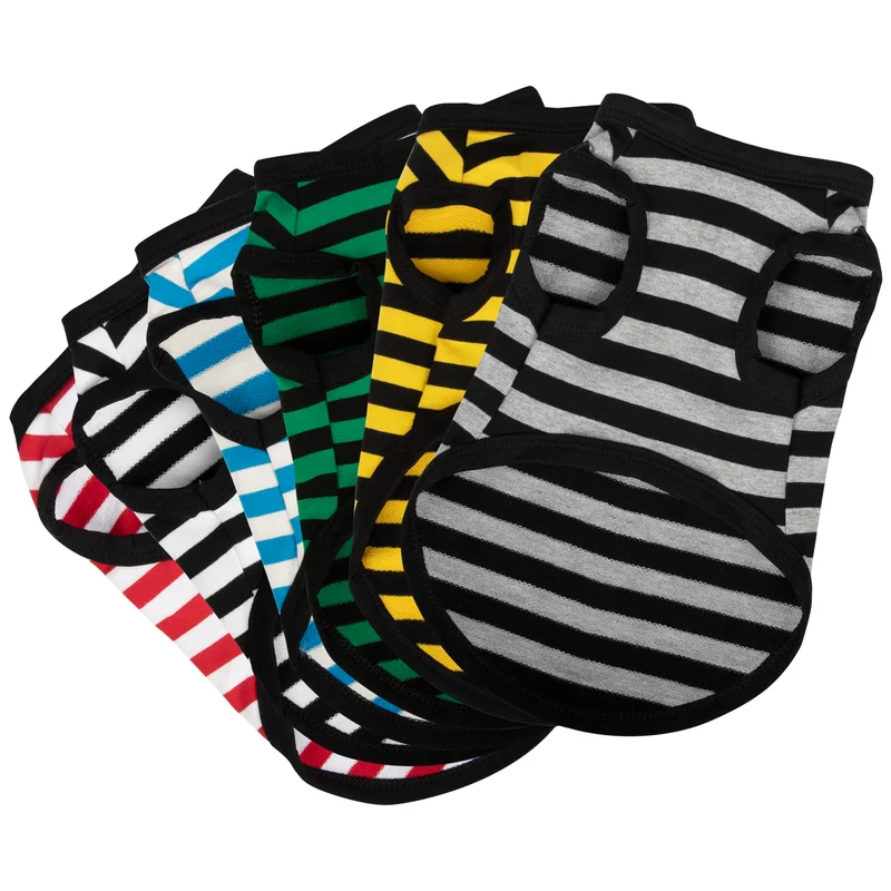 Paiaite – Ensemble de 6 Maillots Rayés Sans Manches pour Chiens en Coton (XS)