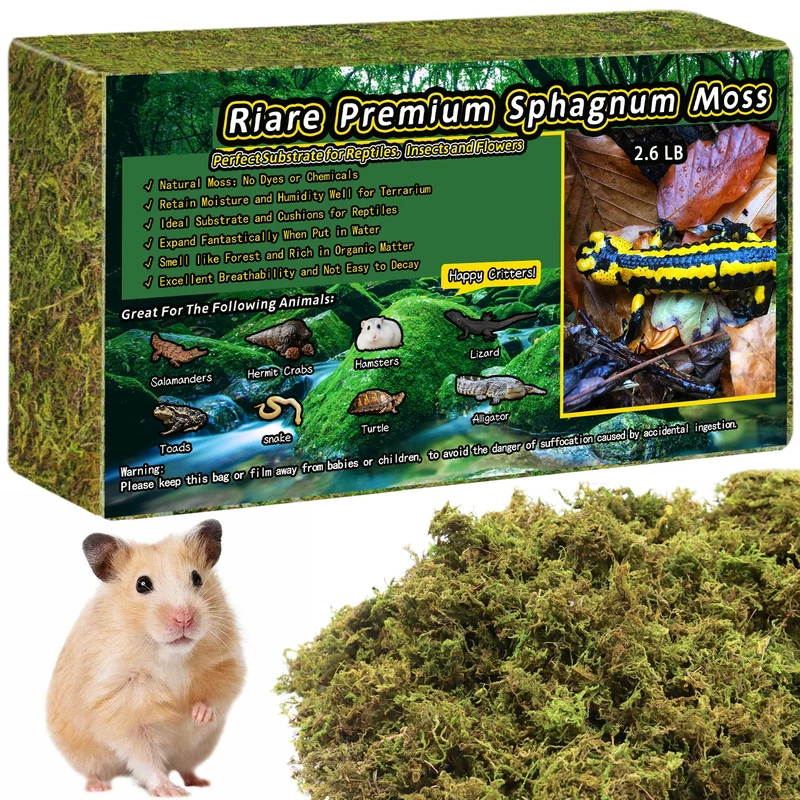 Riare Mousse de Sphaigne Premium pour Reptiles – Substrat terrarium 2,6 lb