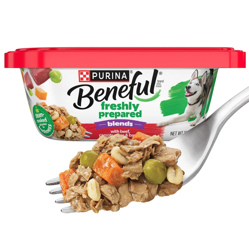 Purina Beneful Mélanges Fraîchement Préparés – Boeuf, Carottes, Pois et Orge, Lot de 8 Pots de 10 oz pour Chien Adulte