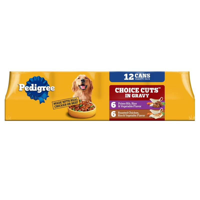 Pedigree Pâtée pour Chien Adulte – Pack Varié 12 Boîtes 13,2 oz, Morceaux Choisis dans Sauce au Jus
