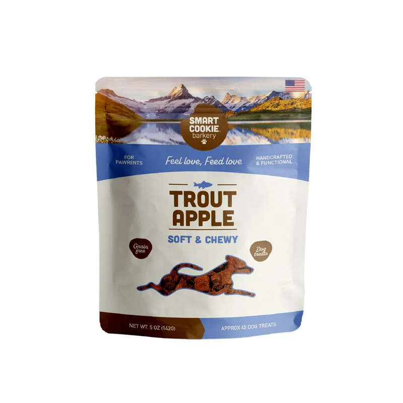 Smart Cookie – Friandises molles naturelles pour chiens – Truite et Pomme – Sans céréales, Qualité humaine, États-Unis – 140 g