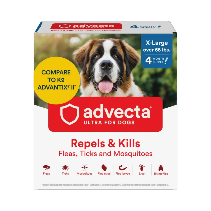 Advecta Ultra – Prévention Puces et Tiques pour Chiens XL | Gouttes Topiques Résistantes à l'Eau, 4 mois