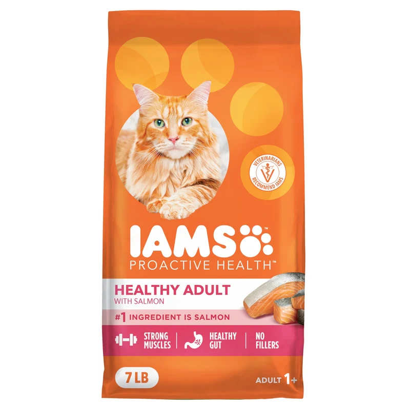 IAMS Proactive Health – Croquettes pour Chat Adulte au Saumon, Sac 7 lb