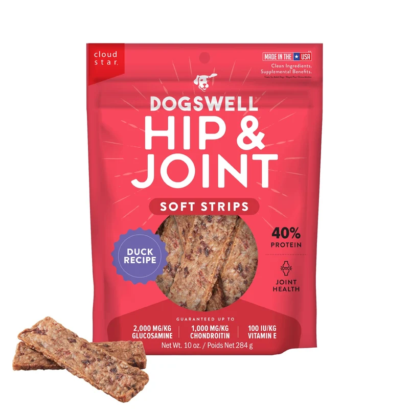 DOGSWELL Friandises molles pour chiens – Hanches et articulations, Canard, Sans céréales, Glucosamine & Oméga 3 • 10 oz