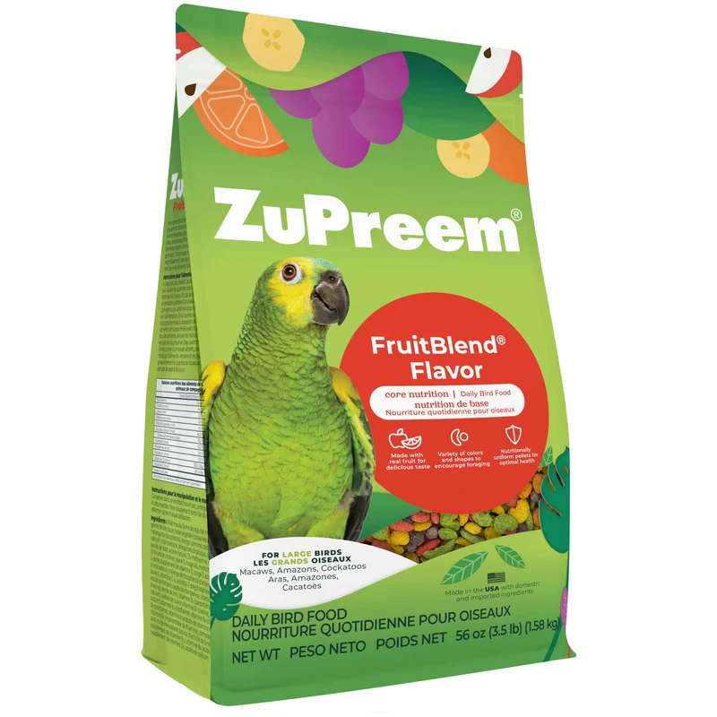 ZuPreem FruitBlend Boulettes — Nourriture quotidienne pour gros oiseaux (Amazone, Ara, Cacatoès) – USA