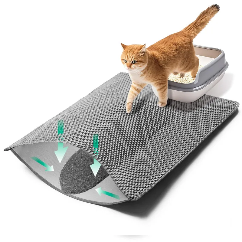 GRELY Tapis Litière Chat 32x22 – Double Fonction, Antidérapant et Imperméable