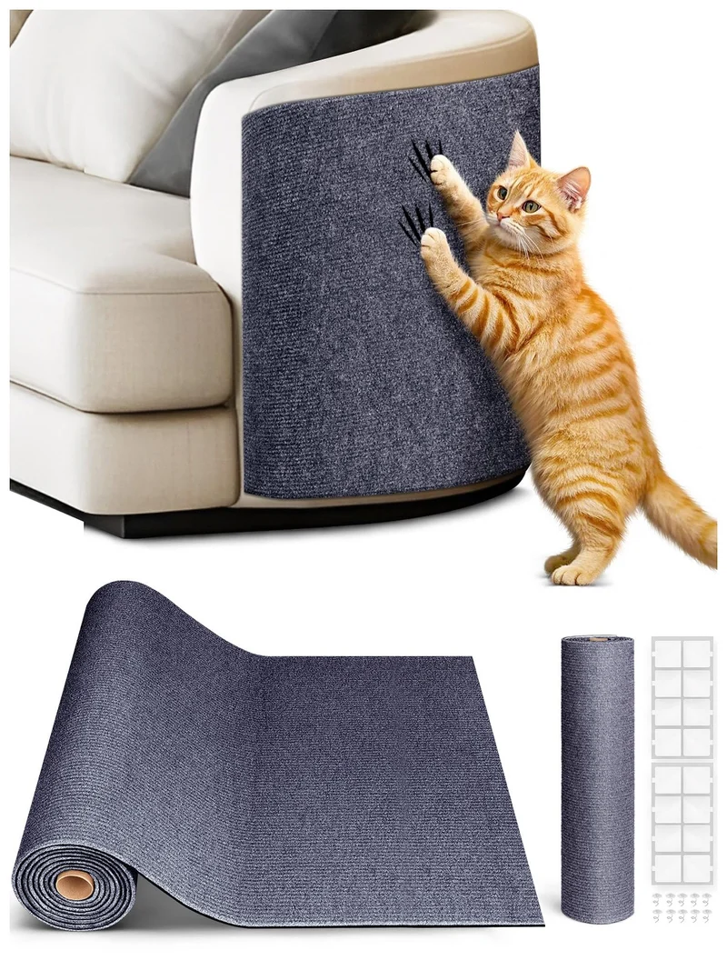 Minyii 2PCS 39,4 x 15,8 po Tapis Griffage Chat – Auto-adhésif et Découpable, Gris Foncé