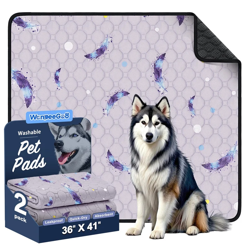 WanpeeGoo Tapis-Pipi Lavables pour Chiens – Lot de 2, Absorbants & Anti-Glisse, 36 x 41 pouces
