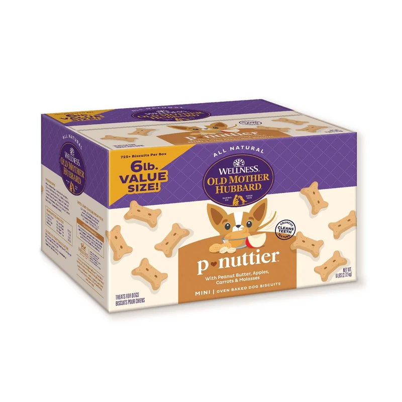 Old Mother Hubbard Classique P-Nuttier – Biscuits Mini pour Chiens, Saveur Beurre de Cacahuète, Boîte 6 lb