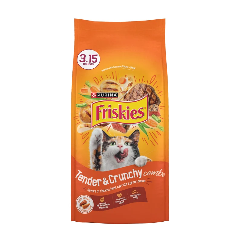 Purina Friskies Tender and Crunch'd – Saveurs Poulet, Bœuf, Carottes et Haricots Verts – Pack de 4 x 1,43 kg