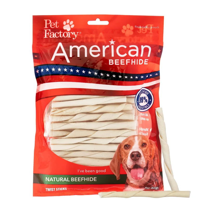 Pet Factory – Bâtons torsadés 5 po en boeuf américain pour chiens – Hygiène dentaire naturelle