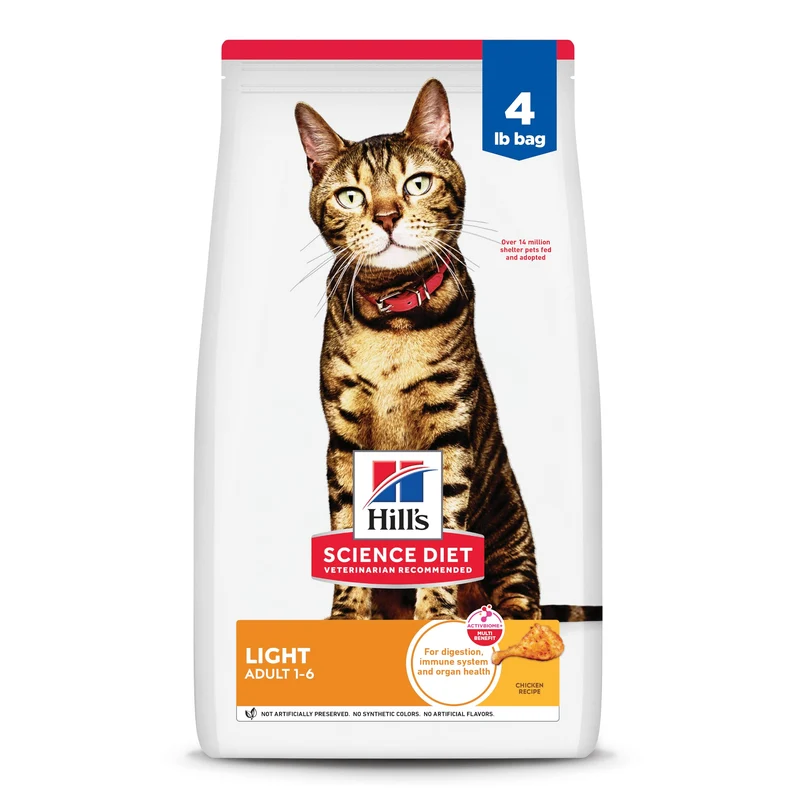 Hill's Science Diet Light Chat Adulte 1-6 – Croquettes au Poulet, Sac 4 lb, Poids Idéal