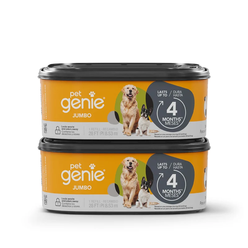 Sacs de Rechange Pet Genie – Jumbo 2-pack, 56 pieds, jusqu’à 8 mois d’utilisation, Contrôle optimal des odeurs