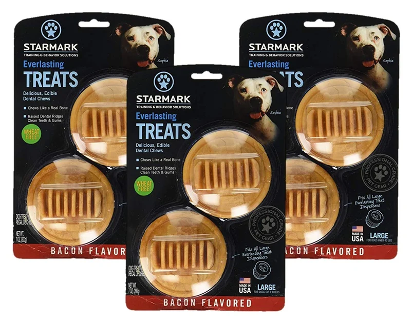 Starmark – Lot de 3 Friandises Dentaires au Bacon Éternel pour Chiens (Grand Modèle)