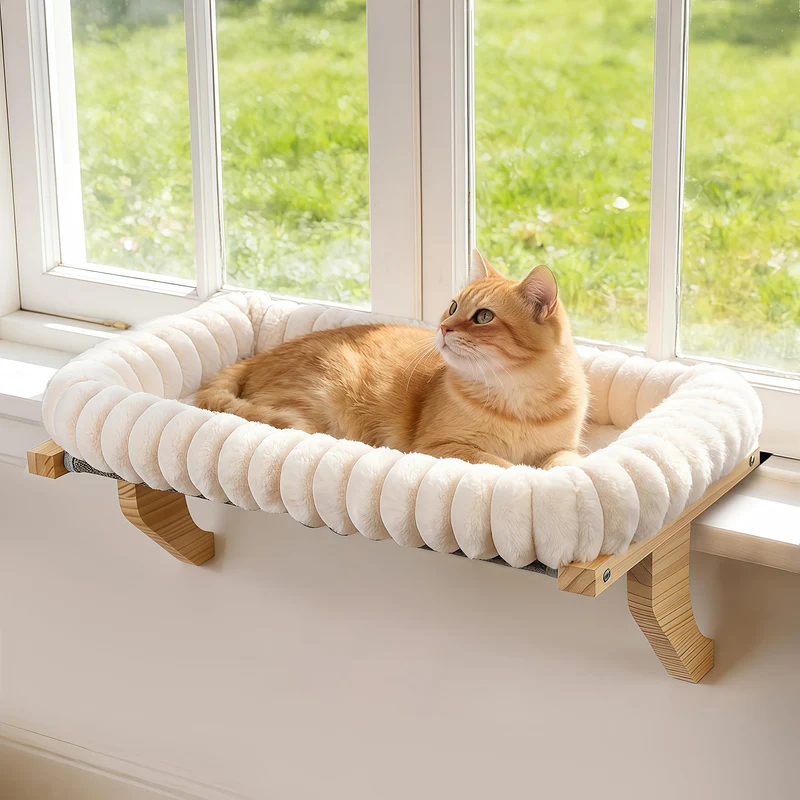 Zoratoo Cloud-Cuddle : Perchoir Fenêtre pour Chats (jusqu’à 30 lb) – Cadre Bois et Métal
