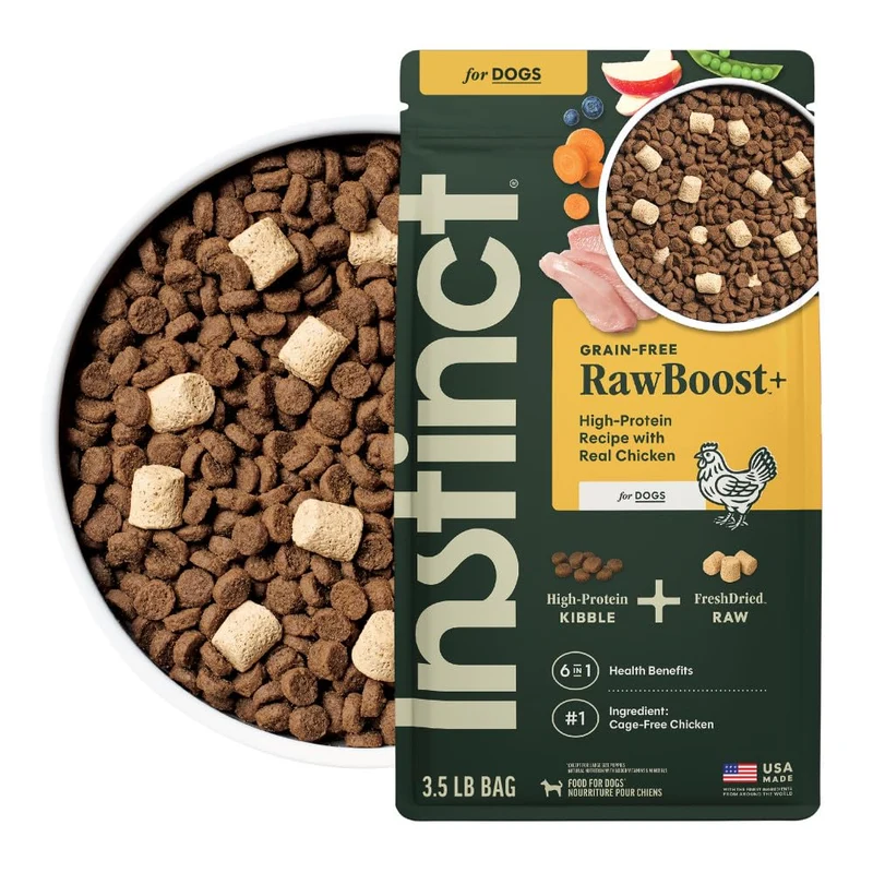 Instinct RawBoost – Nourriture sèche naturelle pour chien, poulet réel, sans céréales, haute protéine – Sac 3,5 lb
