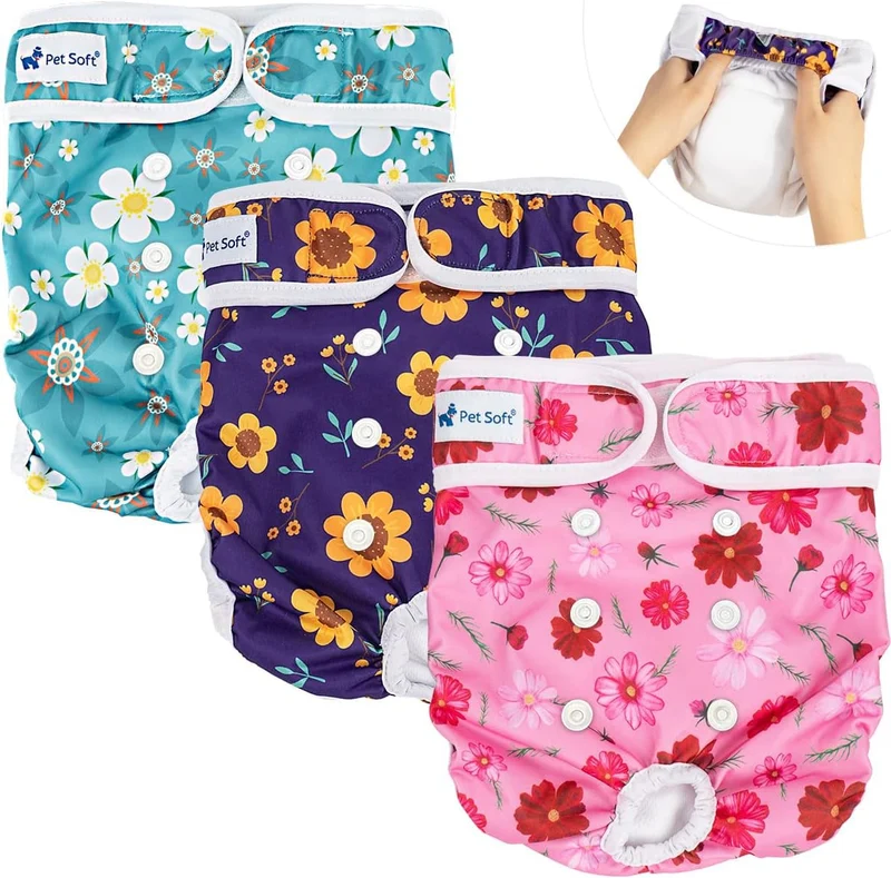 Pet Soft Couches lavables féminines pour chiennes (3 pièces) – Confort durable et ajustement sûr