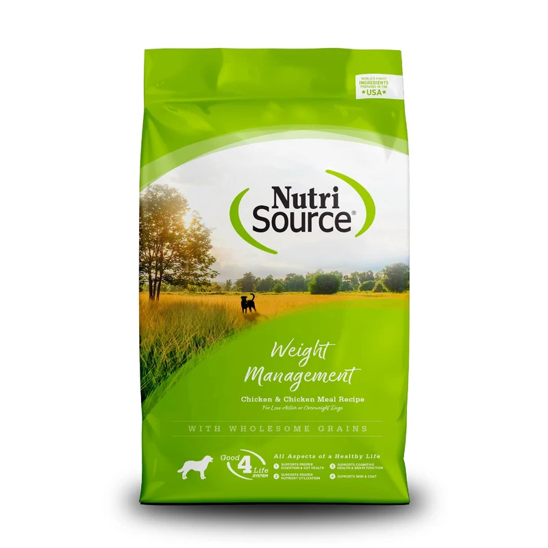 NutriSource Croquettes Gestion du Poids pour Chien — Poulet et Farine de Poulet, 4 lb