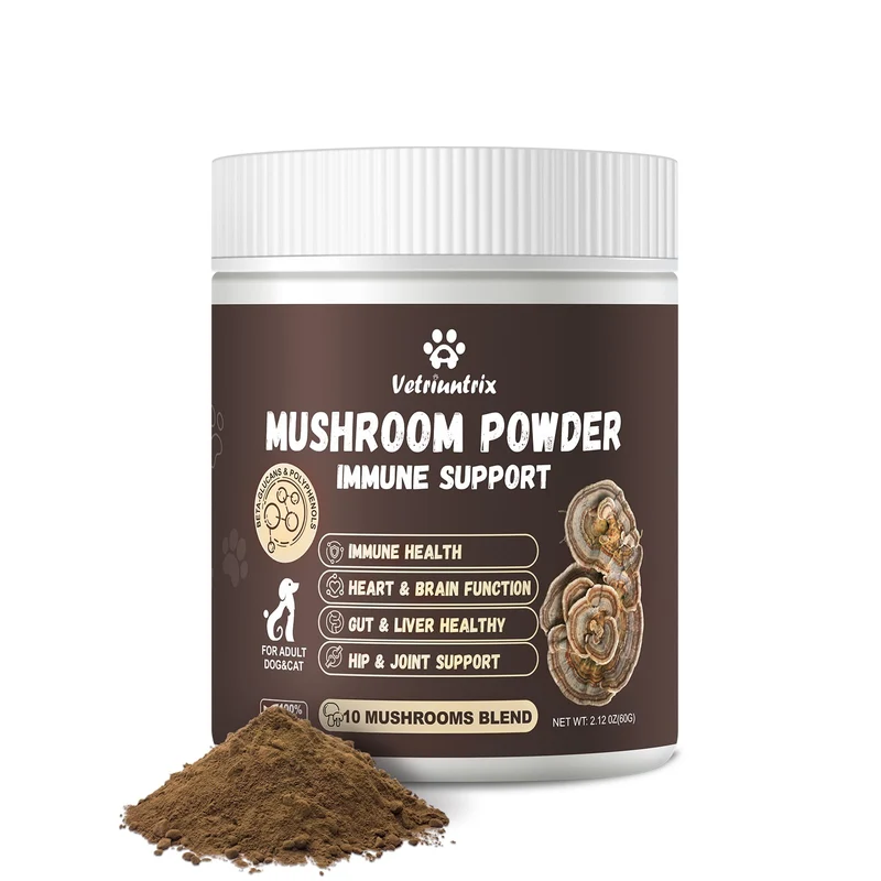 Vetriuntrix Poudre Queue de Dinde – Mélange Bio 10 Champignons, 60 g, Immunité et Digestion