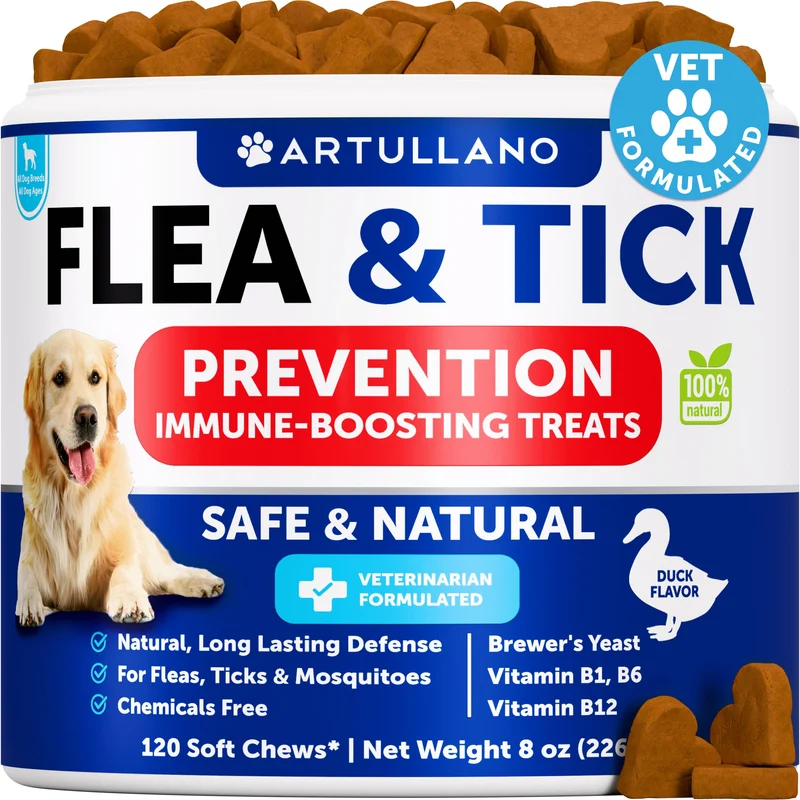 Artullano – Gommes Prévention Puces et Tiques pour Chiens (120) – Naturelles et Savoureuses