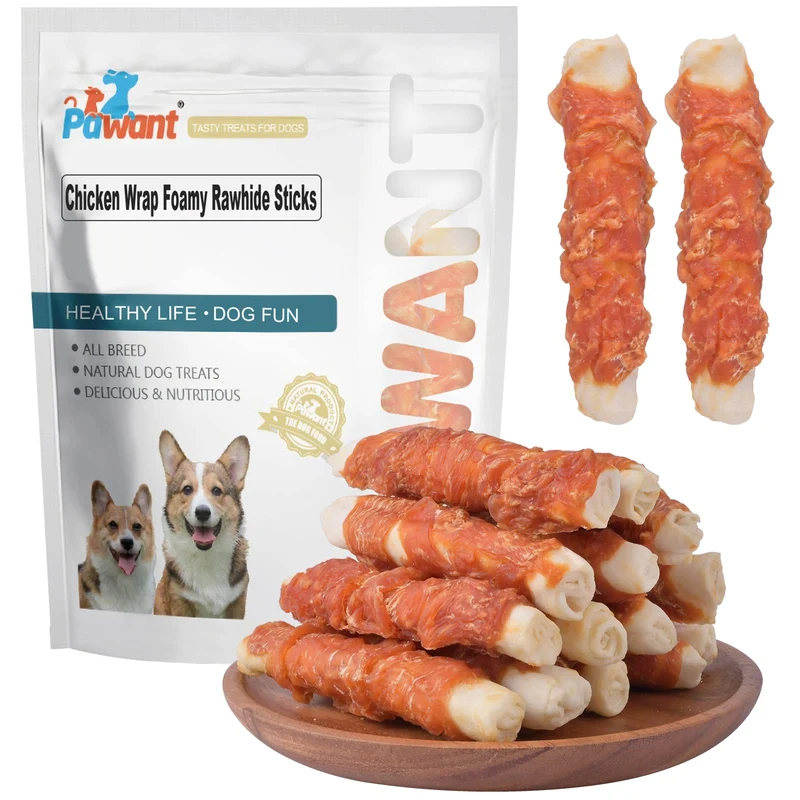Pawant Rouleaux Poulet Cuir Cru – Friandises pour Chien, 454 g, Mastication Prolongée