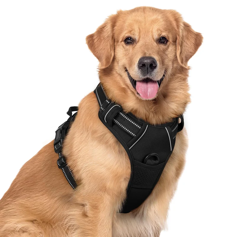 Rabbitgoo Harnais Chien Sans Tirage XL – 2 Attaches, Rembourré et Réfléchissant