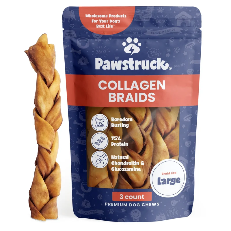 Pawstruck Fils de Collagène pour Chiens – Ensemble de 3, Longs Fils 10–13 pouces, Chondroïtine et Glucosamine