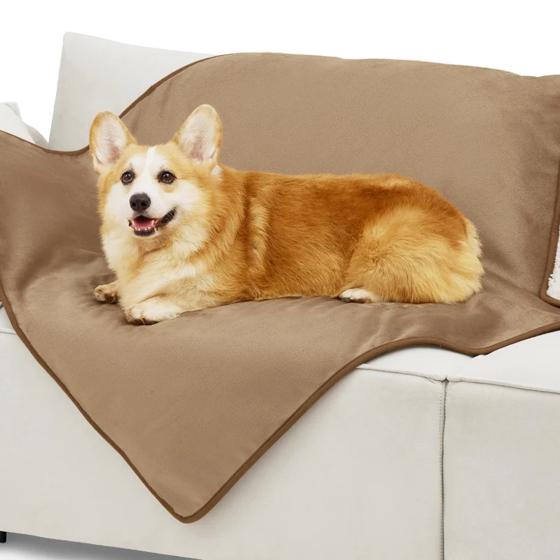 Bedsure Couverture Imperméable pour Grands Chiens - 40 x 50 po, Camel, Protège Canapé, Sherpa Doux & Réversible