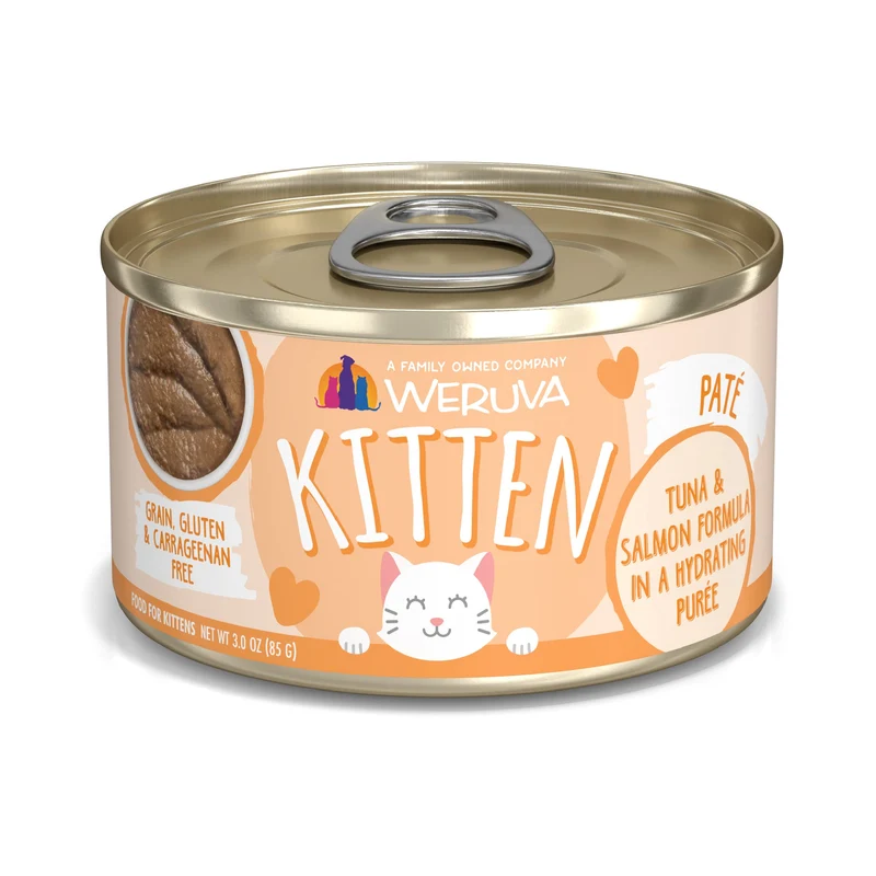 Weruva Kitten Purée Thon-Saumon — Hydratante et Riche en Saveurs, Boîtes 3 oz (Lot de 12)