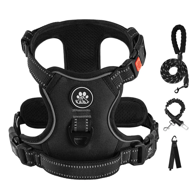 IVY&LANE Harnais anti-tirage pour chien moyen – ensemble complet, réglable et réfléchissant 360°