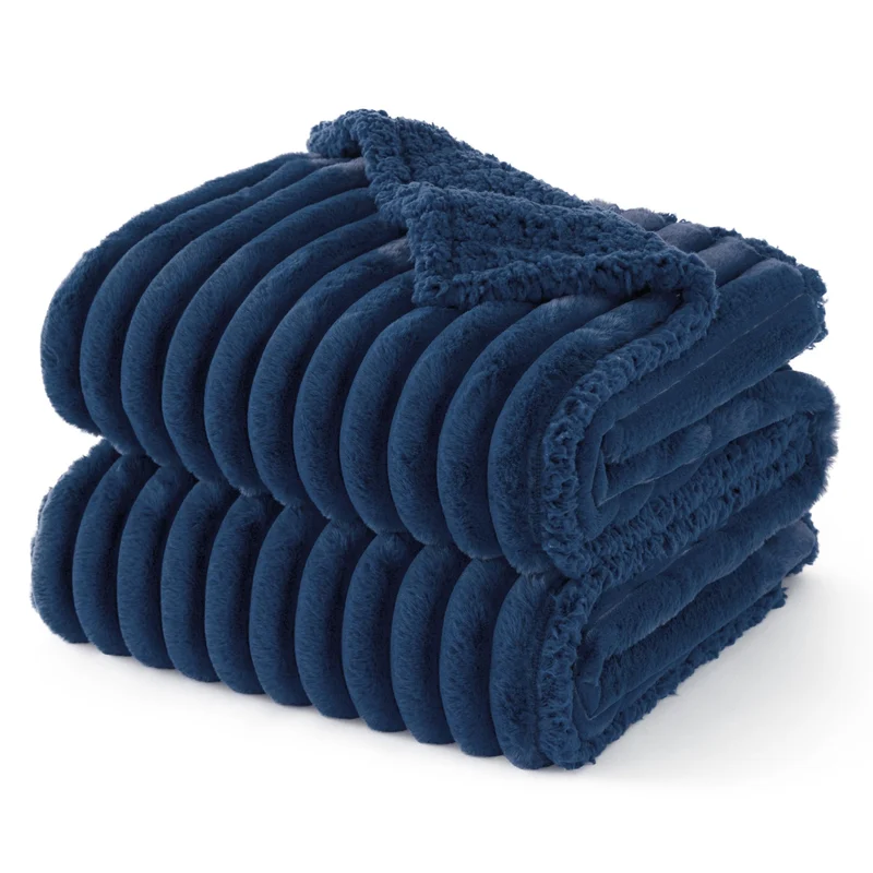 Bedsure ComfyFleece™ Couverture pour chiens grands – Imperméable, réversible, sherpa et corduroy, 40x50, bleu marine