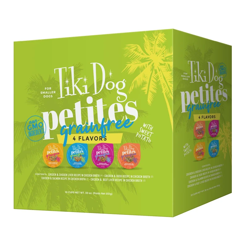 Tiki Dog Petites Grain Free – Variété Pack de 10 boîtes 3 oz pour petits chiens
