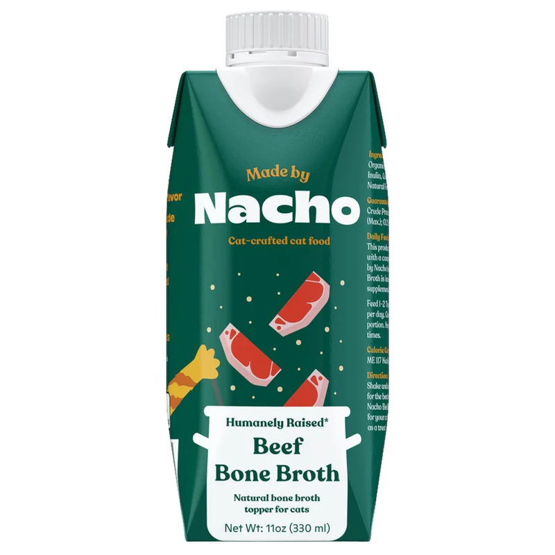 Made by Nacho Bouillon d'os pour chats – Topper hydratant saveur bœuf pour croquettes – Pack 4 x 11 oz