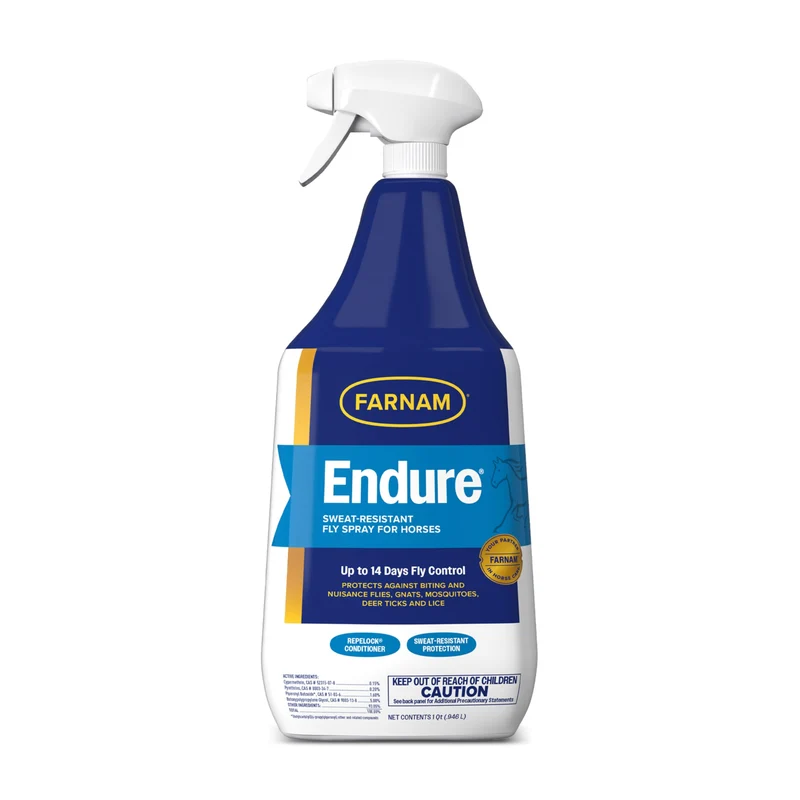 Farnam Endure Spray Anti-Mouches pour Chevaux – Protection longue durée, résistance à la transpiration – 32 oz