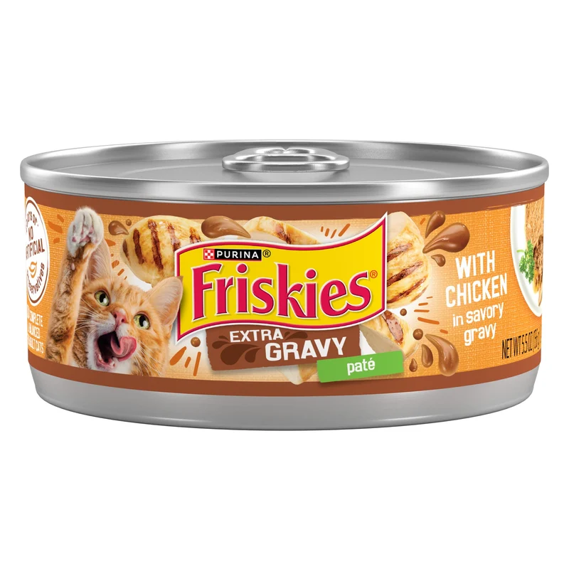 Purina Friskies Gravy Pate – Pâté humide au poulet avec sauce extra (Pack 24 boîtes 156 g)
