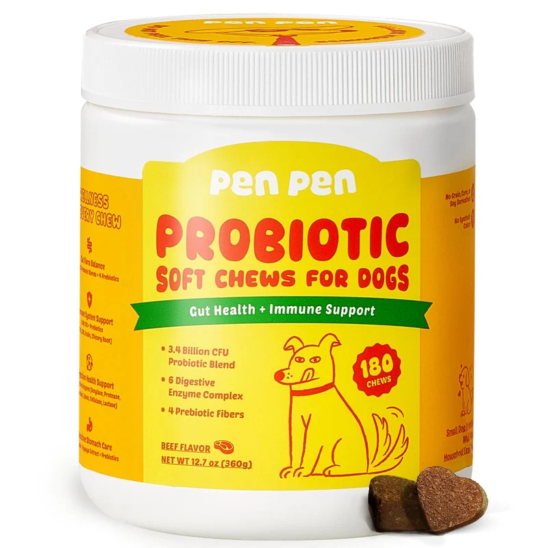 PENPEN Probiotiques pour Chiens – Santé Digestive et Immunité, Saveur Boeuf, 180 Gommes