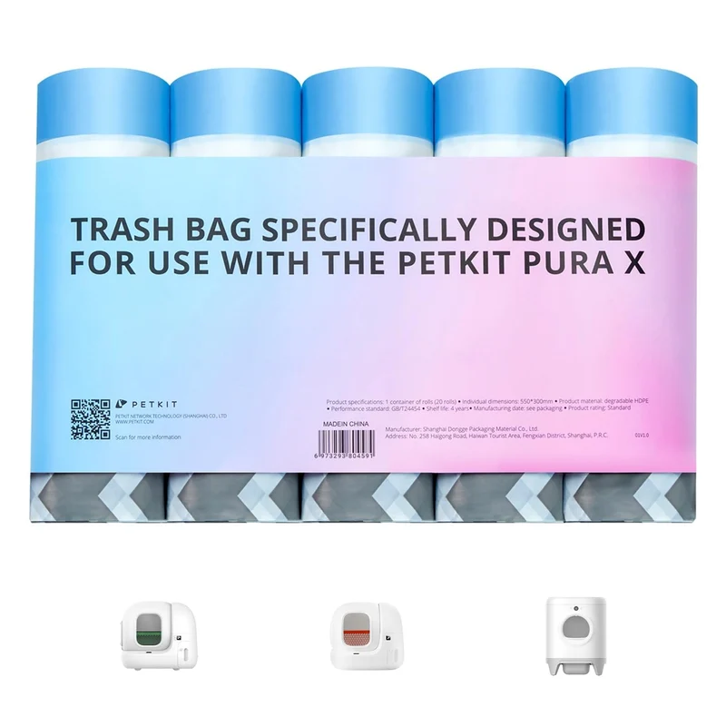 PETKIT PURA X/MAX – Sacs Déchets Litière Auto (5 Rouleaux) Sans Parfum