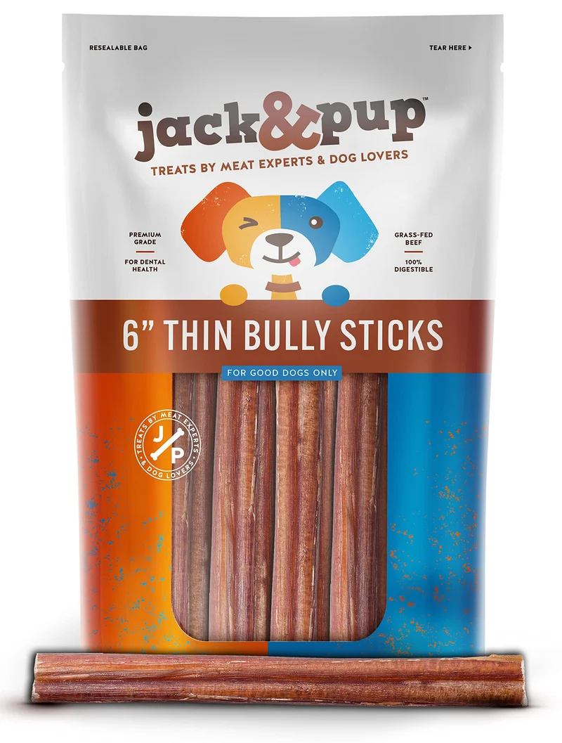 Jack&Pup Bâtons fins en boeuf, 15 cm – Friandises naturelles à mâcher pour petits chiens (10 pièces)