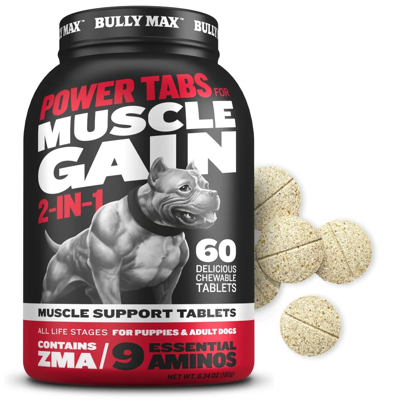 Bully Max 2-en-1 – Comprimés à mâcher pour chiots et chiens | Croissance musculaire & multivitamines – 60 pastilles