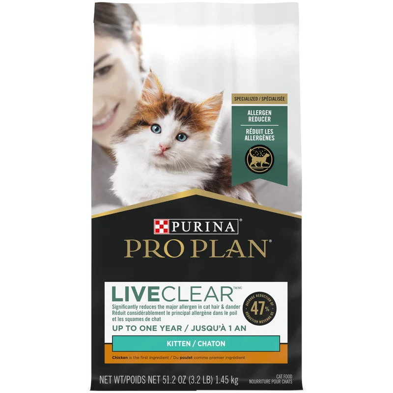 Purina Pro Plan LiveClear - Nourriture sèche pour chatons, réduction des allergènes (poulet et riz) - 3,2 lb