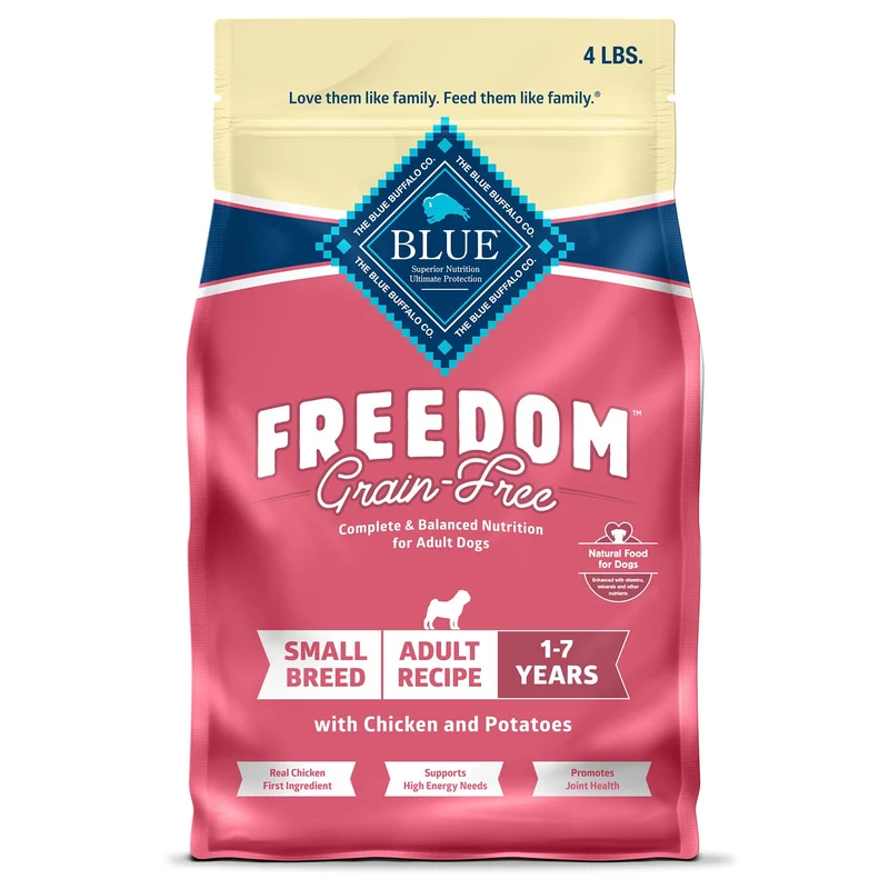 Blue Buffalo Freedom Sans Céréales Petits Chiens — Poulet & Pommes de Terre, Énergie Élevée, Fabriqué aux États‑Unis, 4 lb