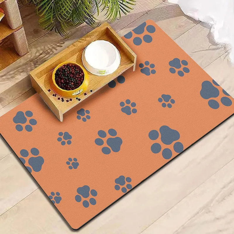Tapis absorbant pour nourriture et eau chien – 18 × 30 pouces, Blkjsgly, orange