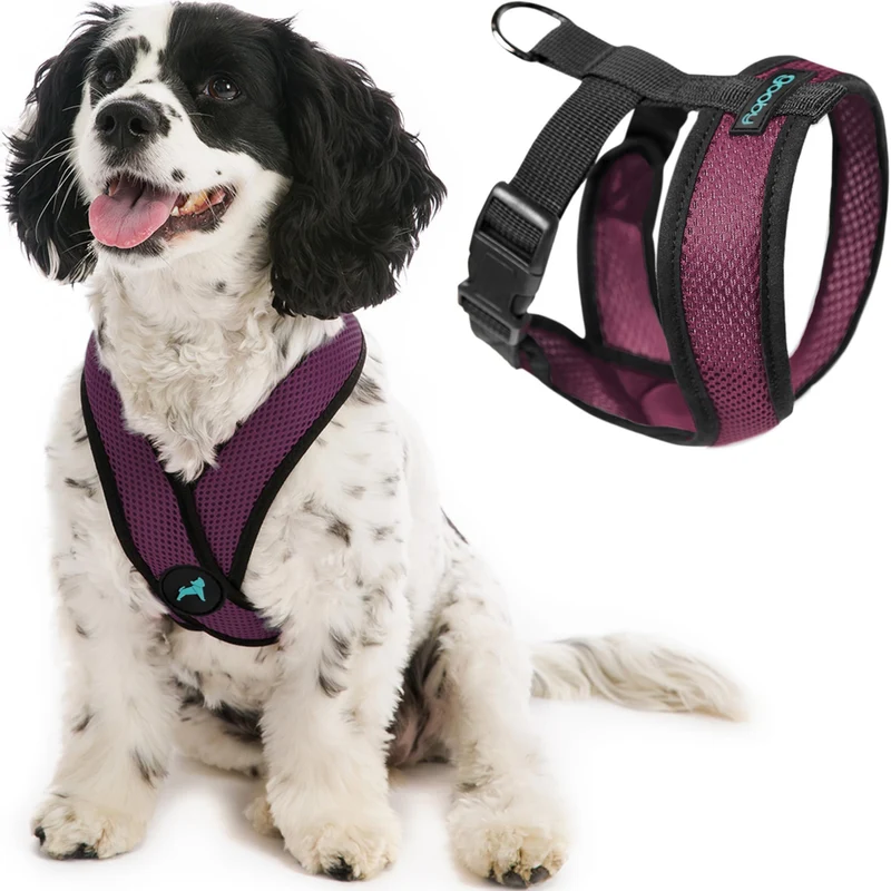 Gooby Comfort X Harnais Sans Étranglement – Violet, Taille Medium | Harnais Anti-Tirage pour Chiens Petits et Moyens
