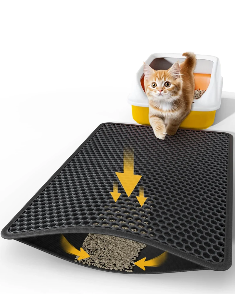 Powools Tapis Litière 27x19 – Ultra-large, Double-Couche, Imperméable et Anti-Dérapant, Noir