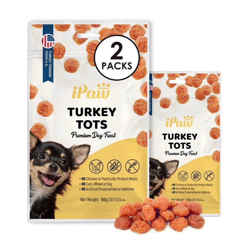 iPaw 2 Saver Combo Turkey Tots – Friandises d'entraînement naturelles pour chiots, hypoallergéniques, 2 paquets