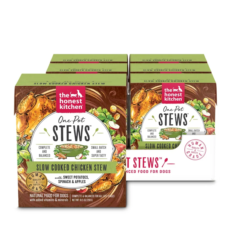 The Honest Kitchen – Ragoût en pot unique au poulet, patate douce, épinards et pommes – Boîte de 10,5 oz (lot de 6)