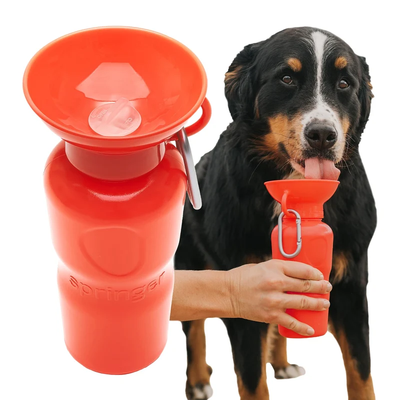 Springer – Bouteille d'eau de voyage pour chien 22 oz (Classique Poppy) – Anti-fuite, Portable, Sans BPA